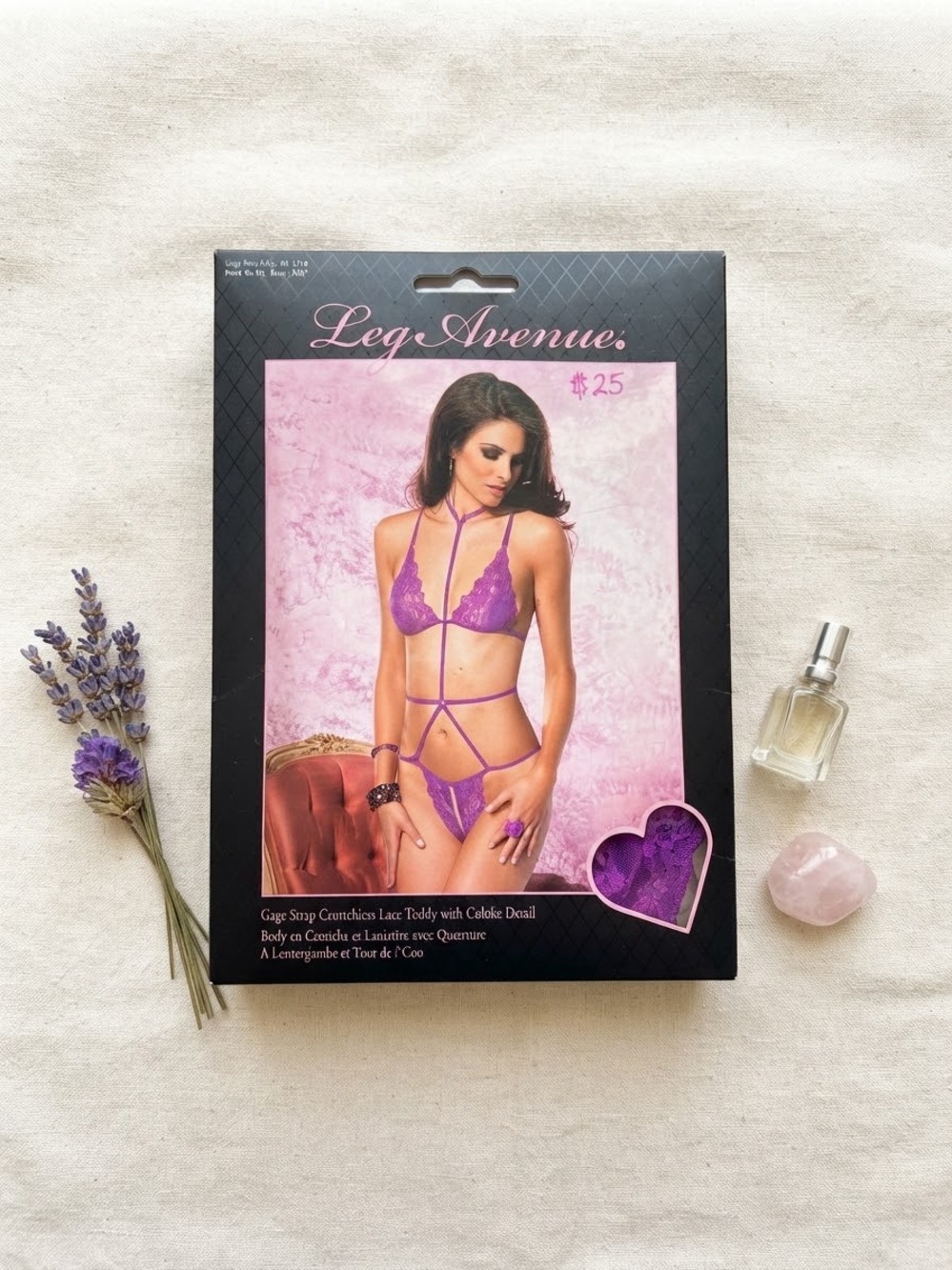 Leg Avenue Purple Lace Strappy Teddy